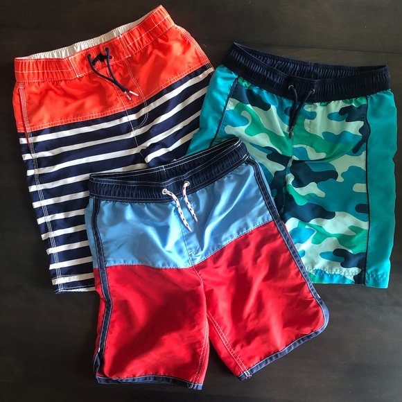 Lot of Gap and Land's End youth swim trunks